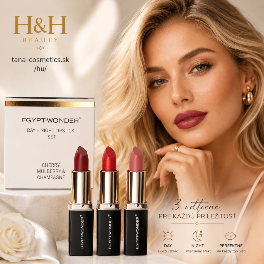 EGYPT WONDER Day+Night Lipstick Set, Cherry, Mulberry és Champagne